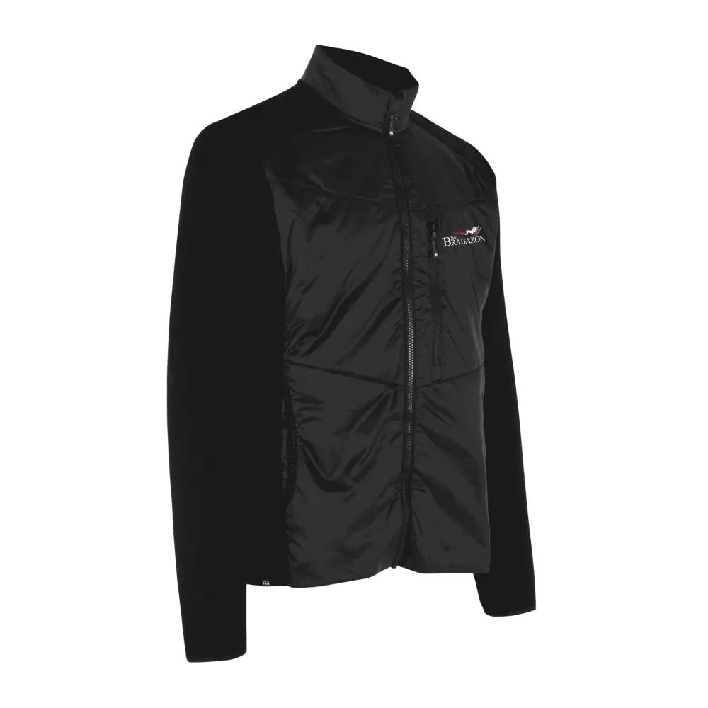 Musta Hybrid Jacket miehille – brodeerattu logo rinnassa