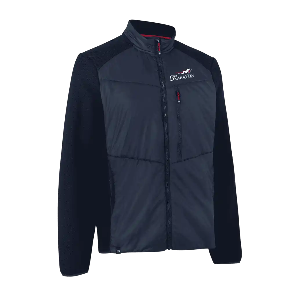 Navy Hybrid Jacket miehille – brodeerattu logo rinnassa