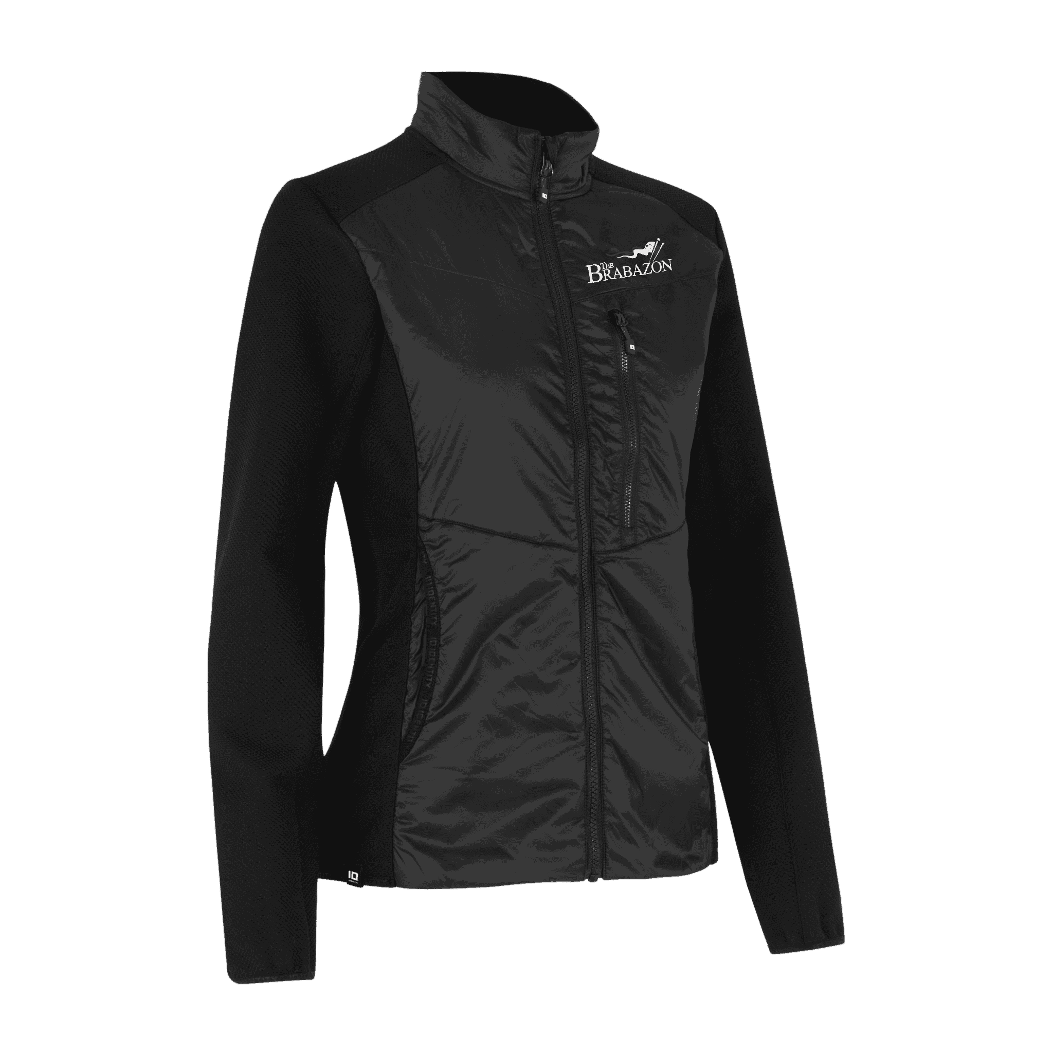 Musta naisten Hybrid Jacket – brodeerattu logo rinnassa (ID® 0721)