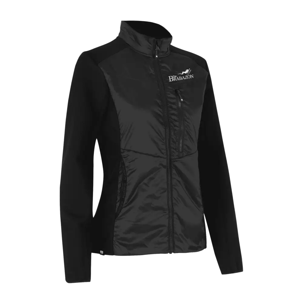 Musta naisten Hybrid Jacket – brodeerattu logo rinnassa (ID® 0721)