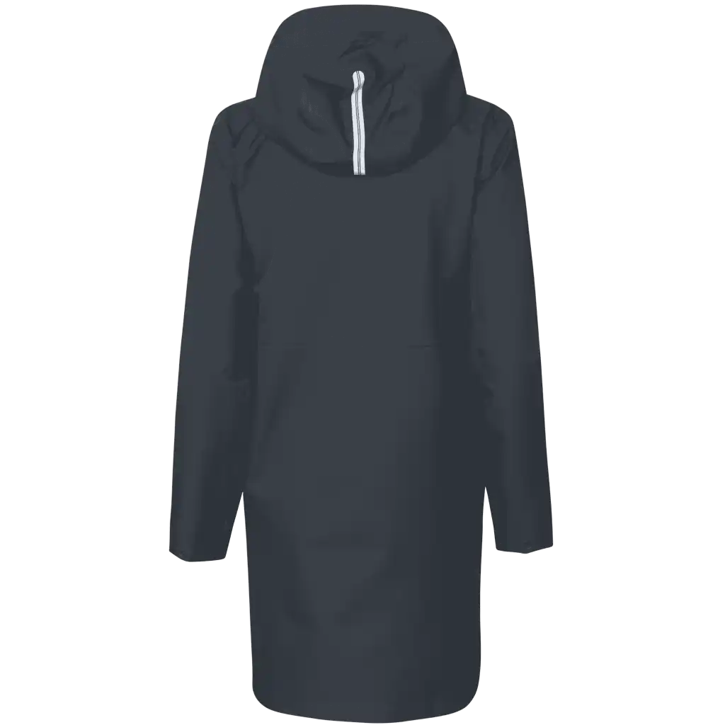 Navy Rain Jacket Performance takaa – pidempi business-mallinen naisten kuoritakki painatuksella