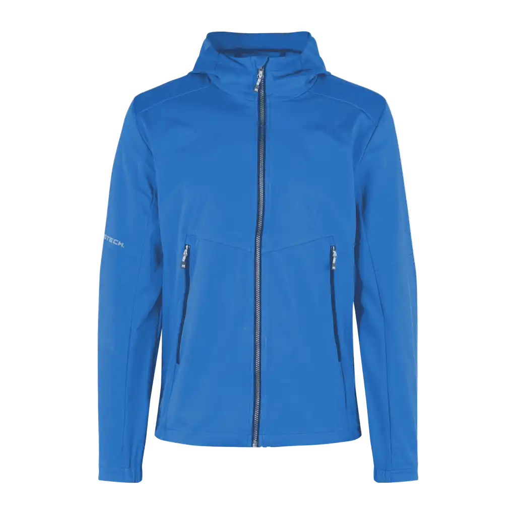 Sininen softshell takki omalla logolla – kevyt ja hengittävä (0836)