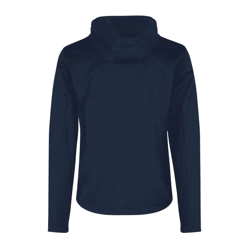 Navy softshell takki omalla logolla – takaa kuvattuna (0836)