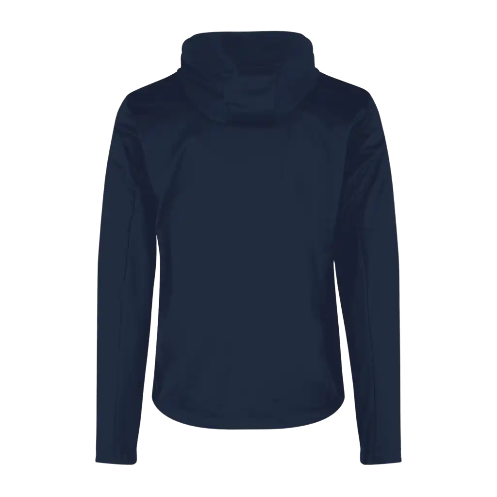 Navy softshell takki omalla logolla – takaa kuvattuna (0836)