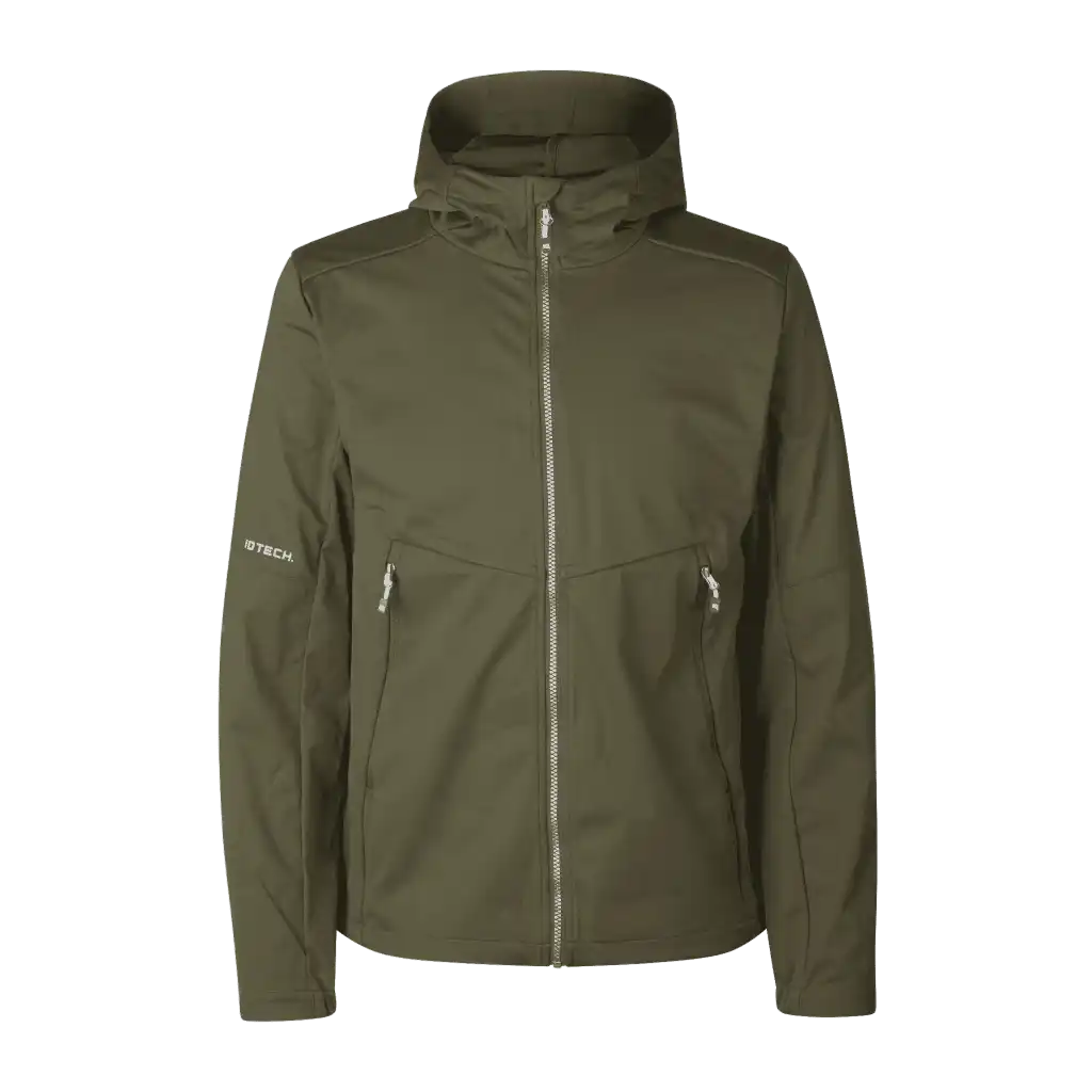 Oliivi softshell takki omalla logolla – yrityksen edustus- ja työvaate (0836)