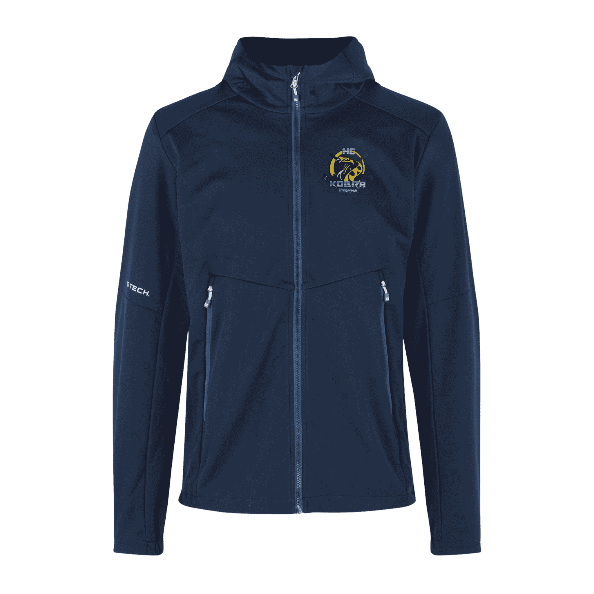 Navy softshell takki omalla logolla – Colorstop transfer logo rinnassa (0836)