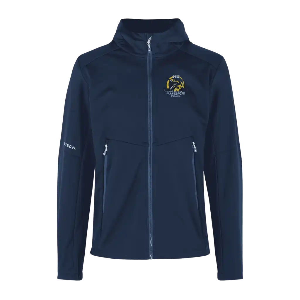 Navy softshell takki omalla logolla – Colorstop transfer logo rinnassa (0836)