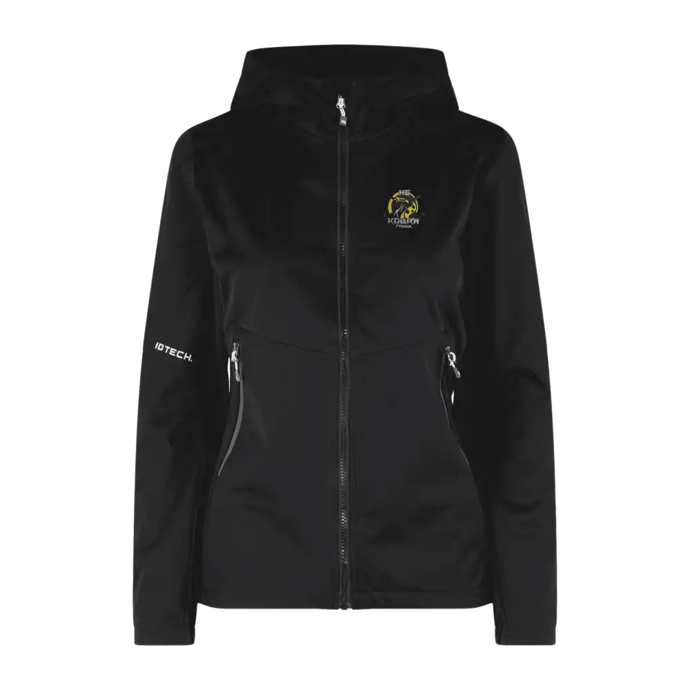 Musta Soft Shell Jacket naisille – takki omalla logolla, Colorstop transfer logo rinnassa