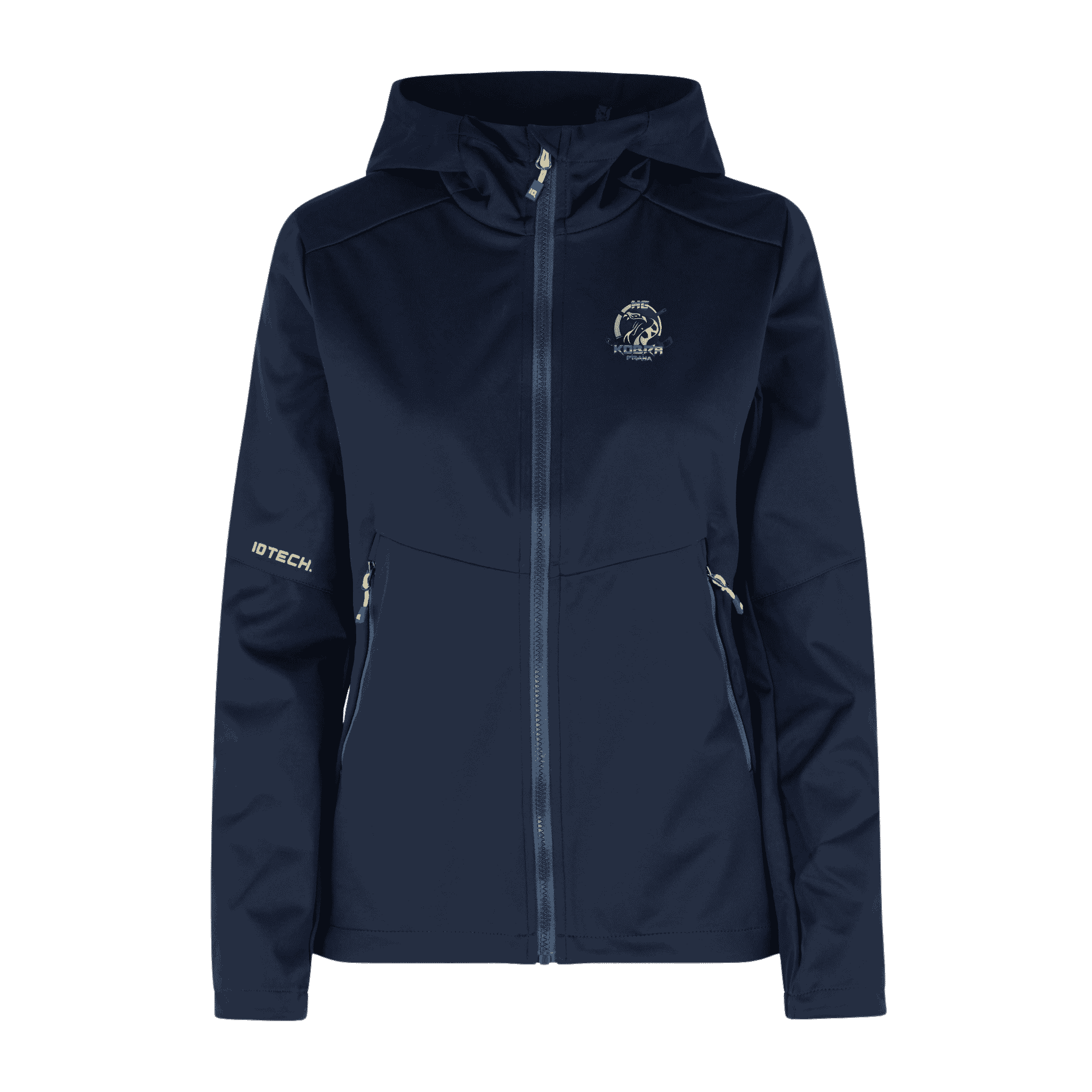 Navy Soft Shell Jacket naisille – takki omalla logolla, Colorstop transfer logo rinnassa
