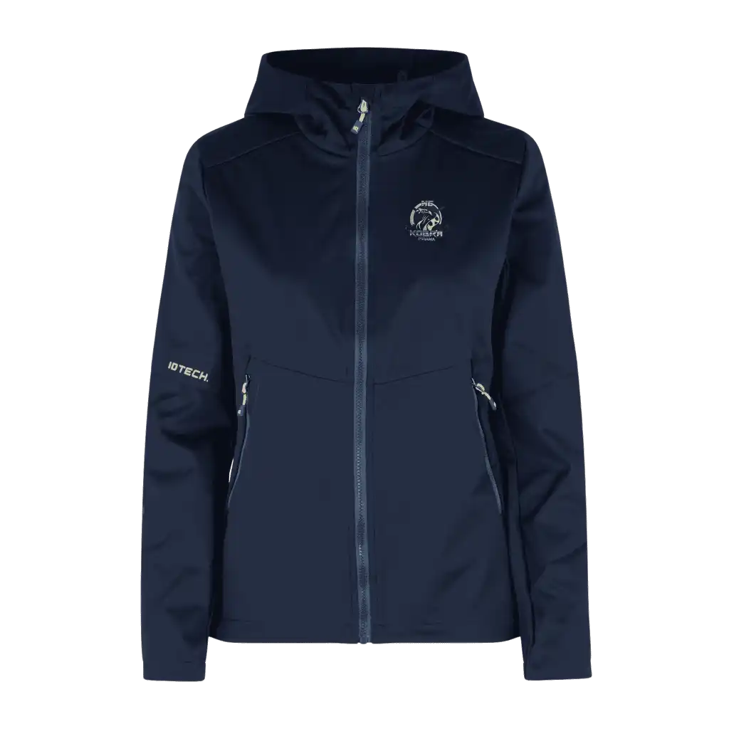 Navy Soft Shell Jacket naisille – takki omalla logolla, Colorstop transfer logo rinnassa