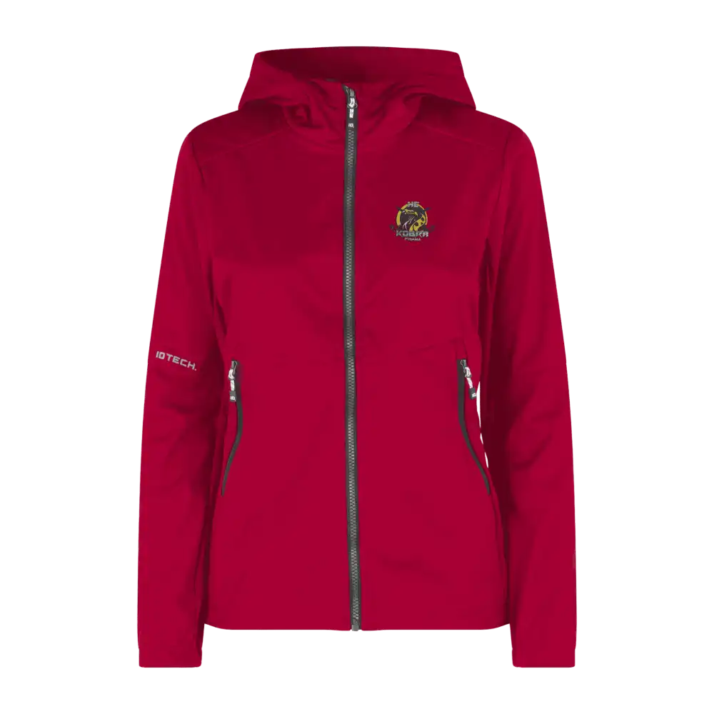 Punainen Soft Shell Jacket naisille – takki omalla logolla, Colorstop transfer logo rinnassa