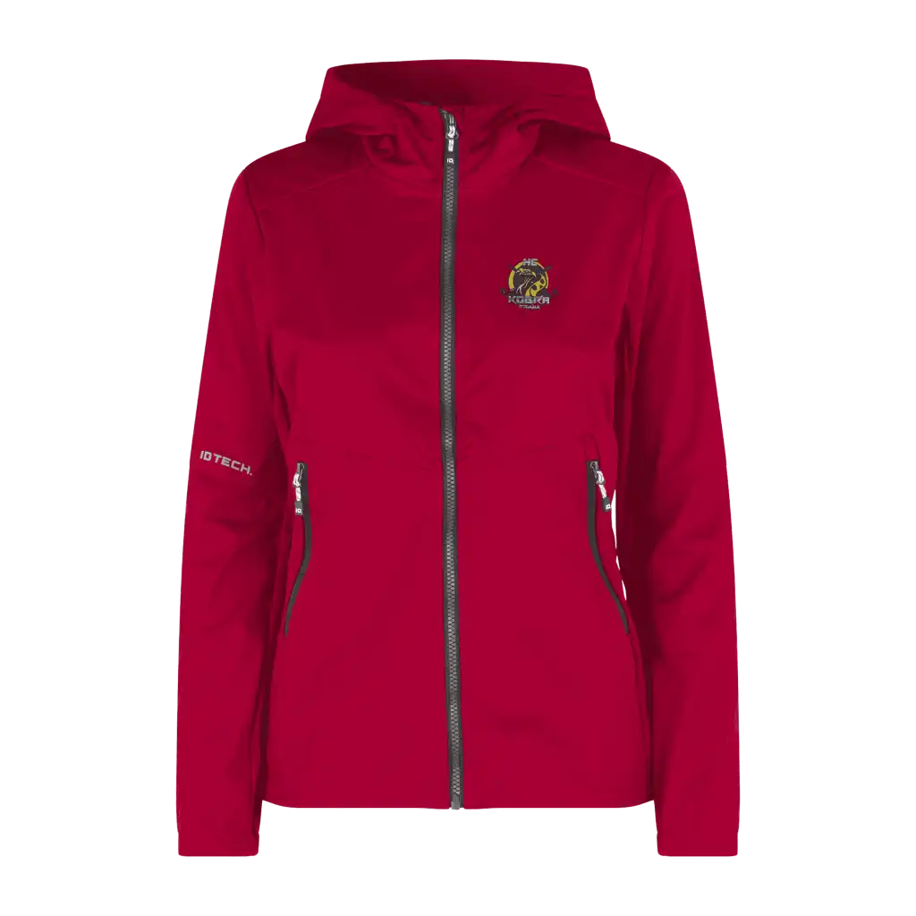 Punainen Soft Shell Jacket naisille – takki omalla logolla, Colorstop transfer logo rinnassa