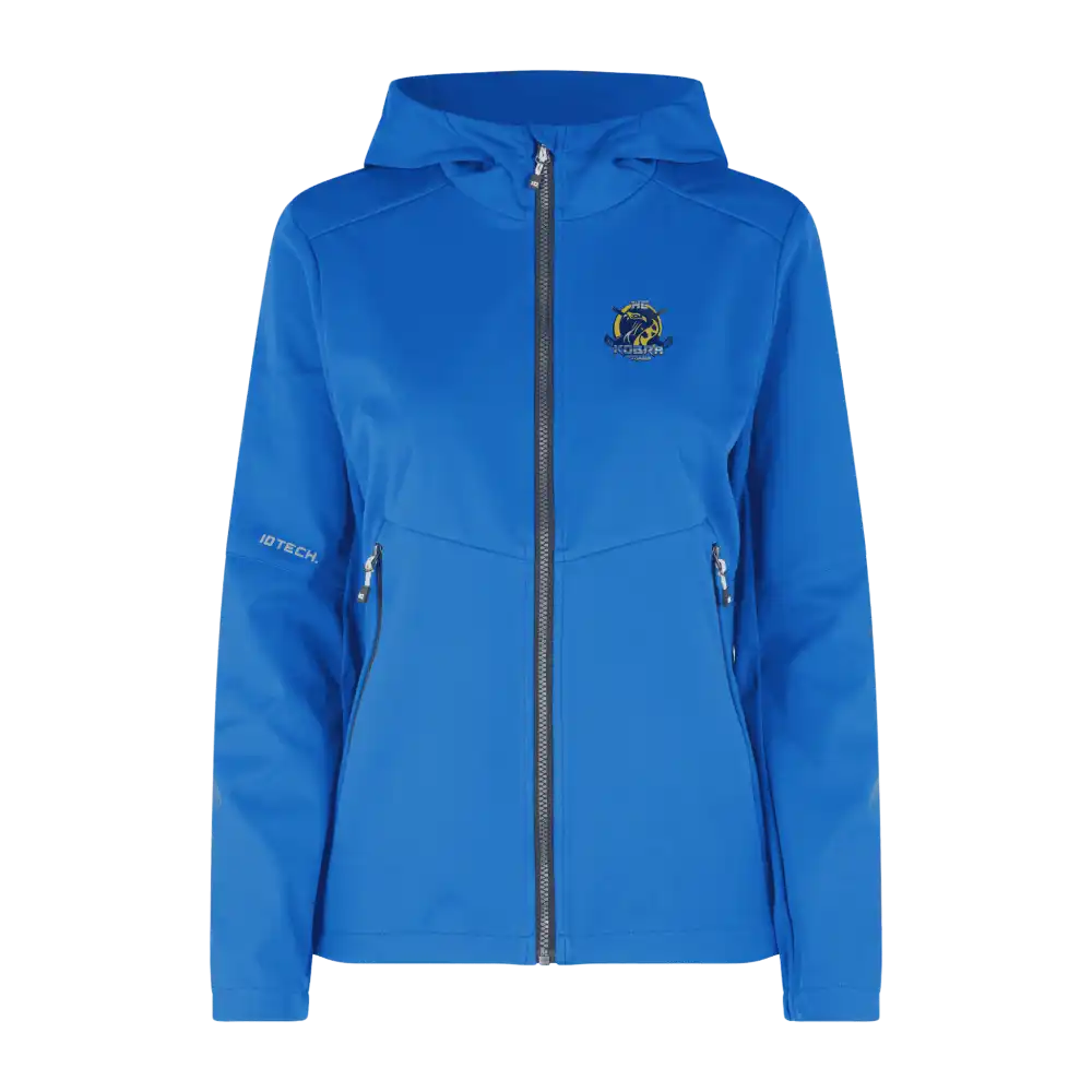 Sininen Soft Shell Jacket naisille – takki omalla logolla, Colorstop transfer logo rinnassa