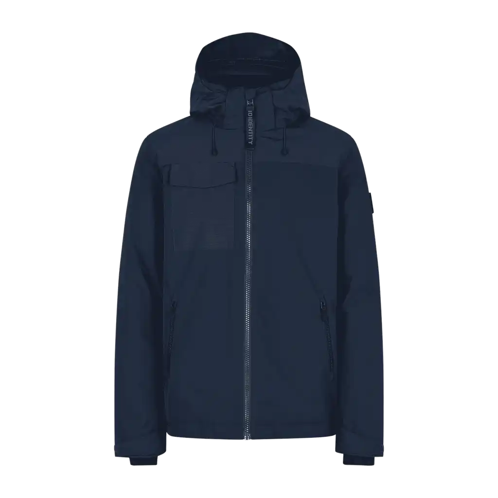 Navy Hooded Winter Jacket takki omalla logolla (ID® 0842)