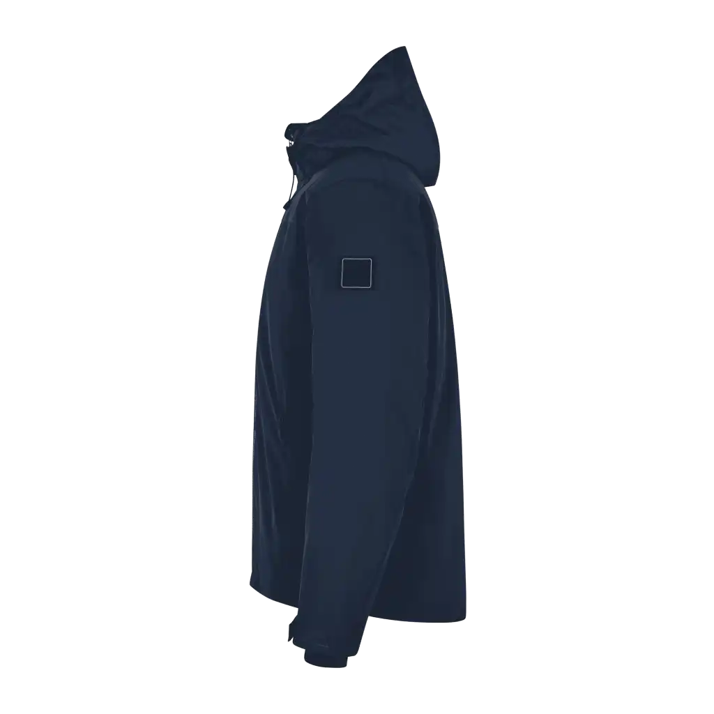 Navy Hooded Winter Jacket takki omalla logolla sivukuva (ID® 0842)