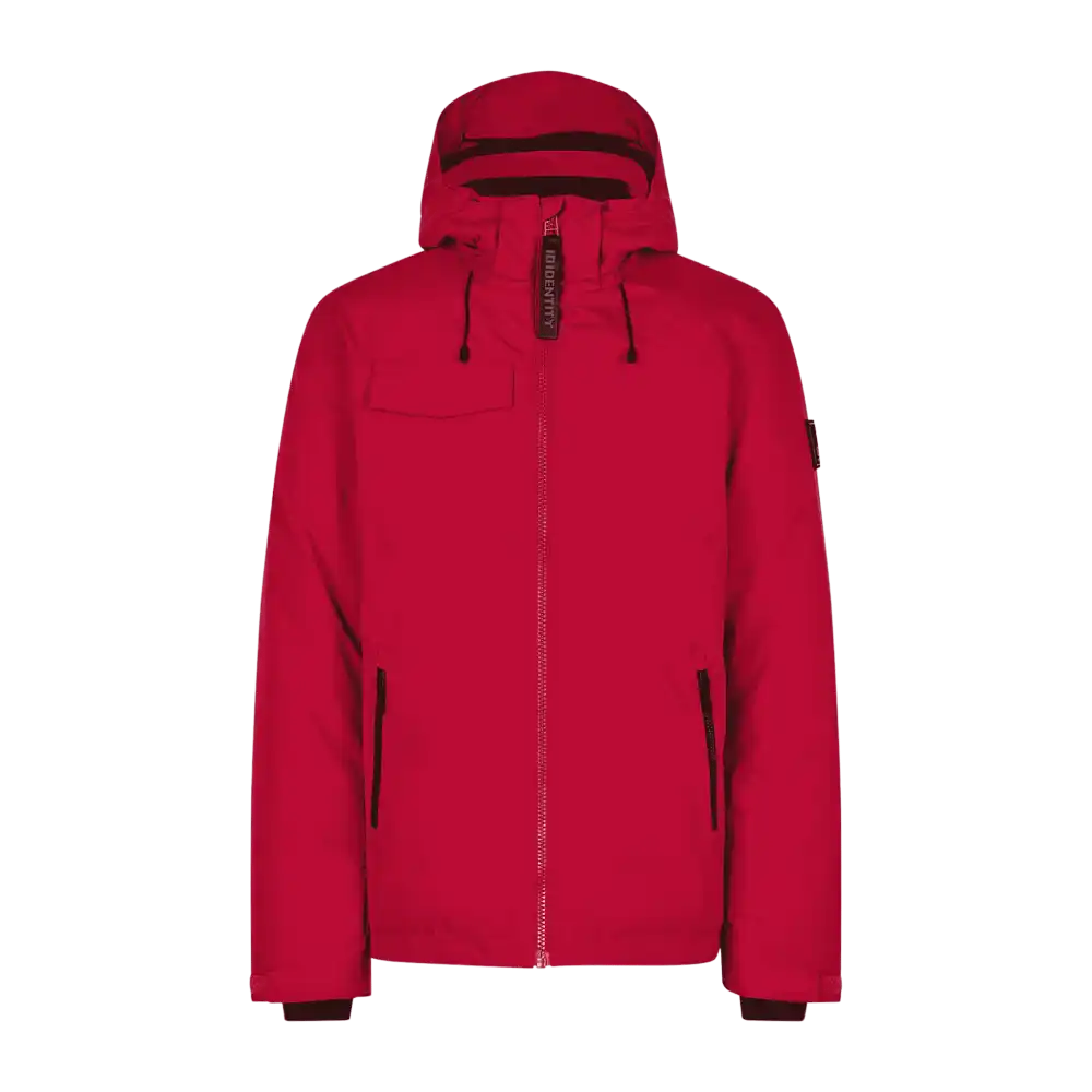 Punainen Hooded Winter Jacket takki omalla logolla (ID® 0842)