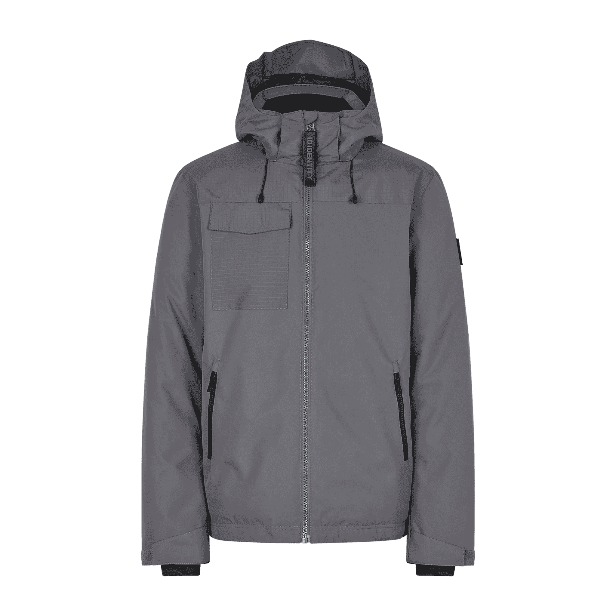 Harmaa Silver Grey Hooded Winter Jacket takki omalla logolla (ID® 0842)
