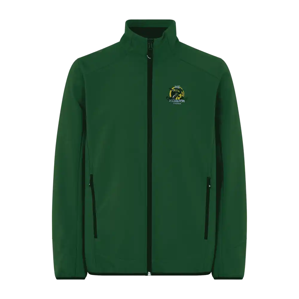Bottle Green CORE soft shell takki omalla logolla – Colorstop transfer yhdistyksen logo rinnassa
