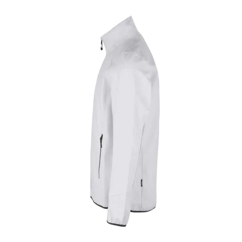 Valkoinen CORE soft shell takki sivukuva – omalla logolla