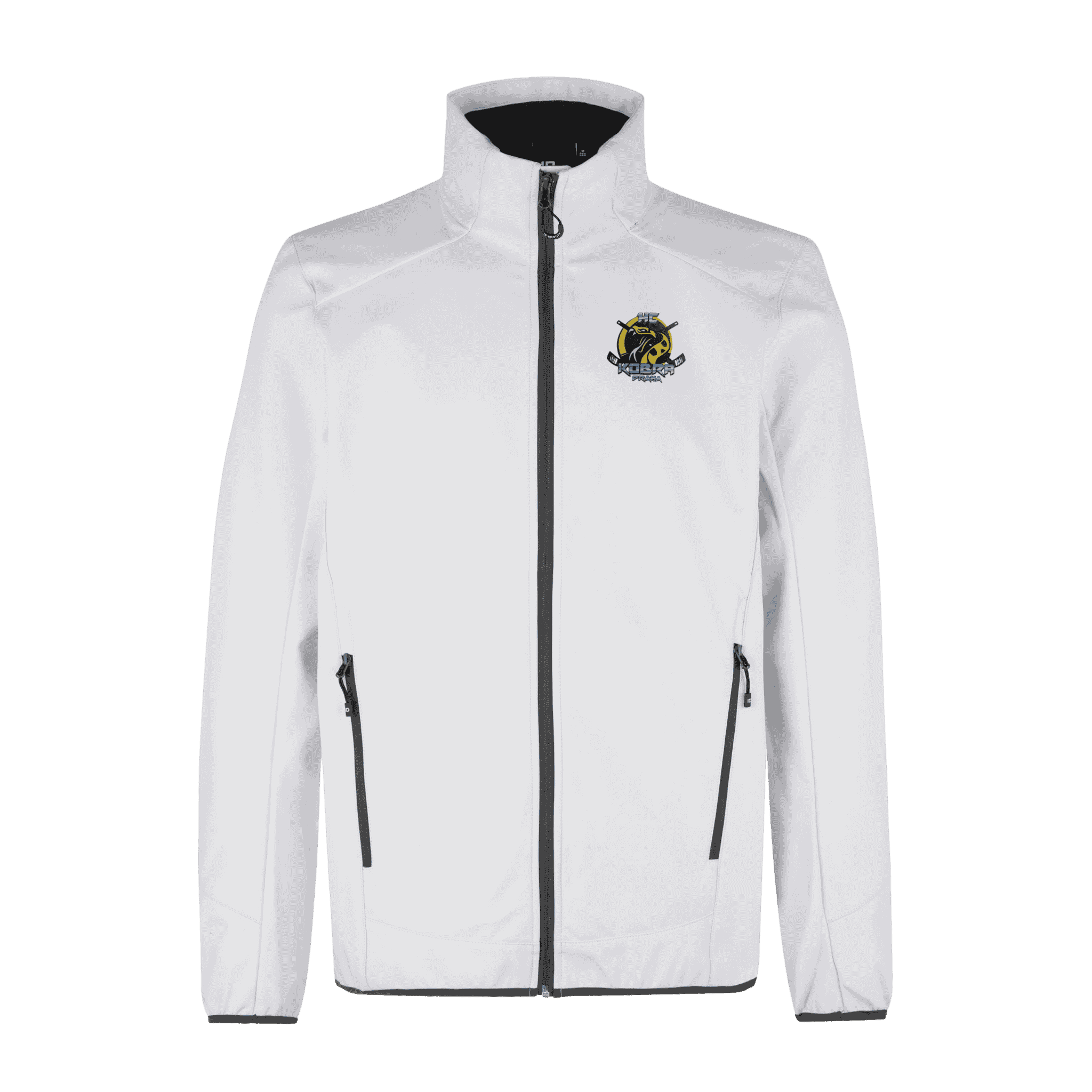 Valkoinen CORE soft shell takki omalla logolla – Colorstop transfer logo rintaan