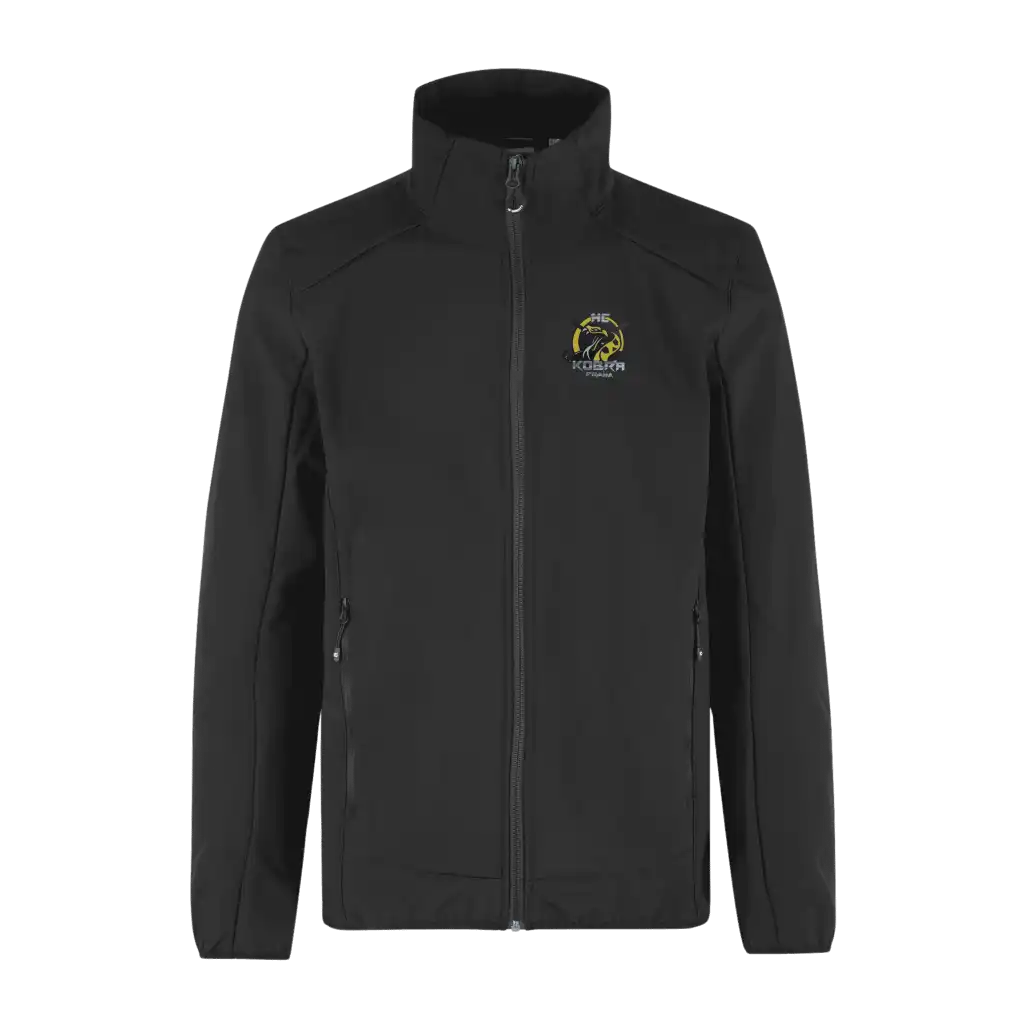 Musta CORE soft shell takki omalla logolla – Colorstop transfer logo