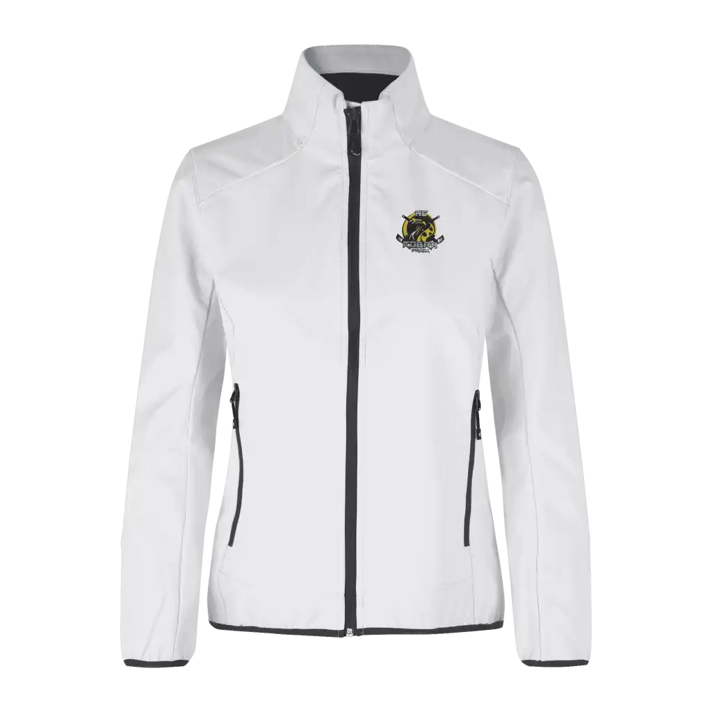 ID® CORE Soft Shell Jacket naiset valkoinen – takki omalla logolla – Colorstop transfer logo (0856)
