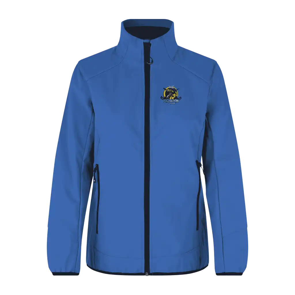 ID® CORE Soft Shell Jacket naiset azur – takki omalla logolla – Colorstop transfer logo (0856)
