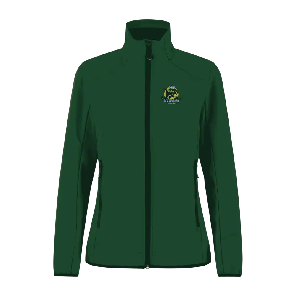 ID® CORE Soft Shell Jacket naiset bottle green – takki omalla logolla – Colorstop transfer logo (0856)