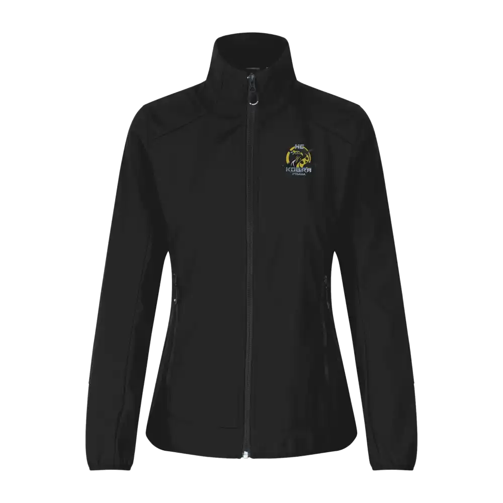 ID® CORE Soft Shell Jacket naiset musta – takki omalla logolla – Colorstop transfer logo (0856)