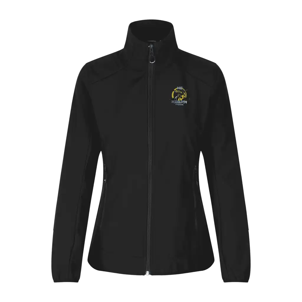 ID® CORE Soft Shell Jacket naiset musta – takki omalla logolla – Colorstop transfer logo (0856)