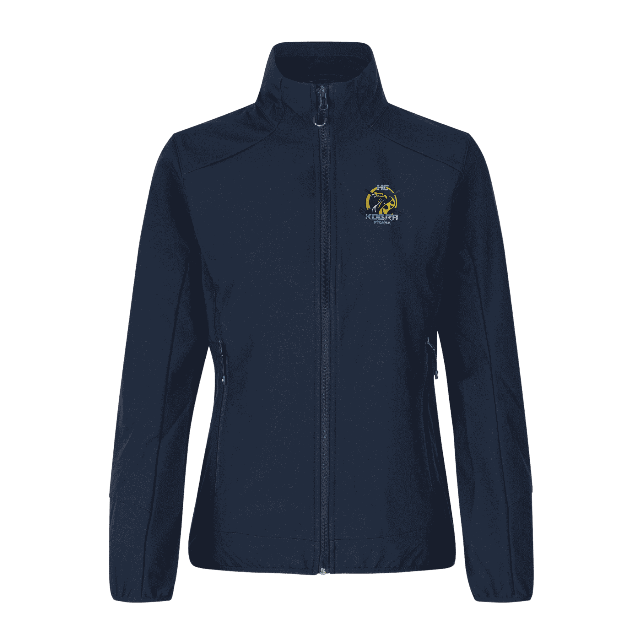 ID® CORE Soft Shell Jacket naiset navy – takki omalla logolla – Colorstop transfer logo (0856)