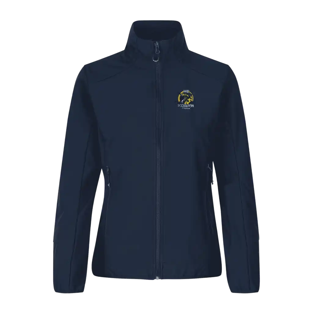 ID® CORE Soft Shell Jacket naiset navy – takki omalla logolla – Colorstop transfer logo (0856)