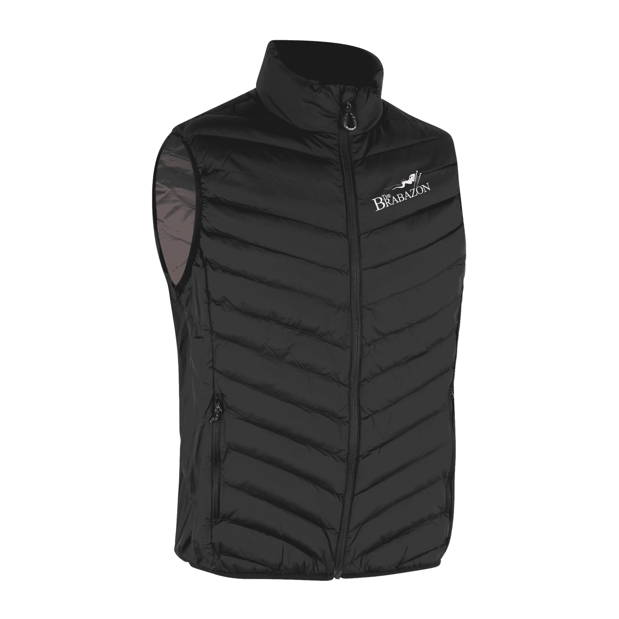 Musta Bodywarmer Stretch liivi miehille – brodeerattu logo rinnassa (0892)