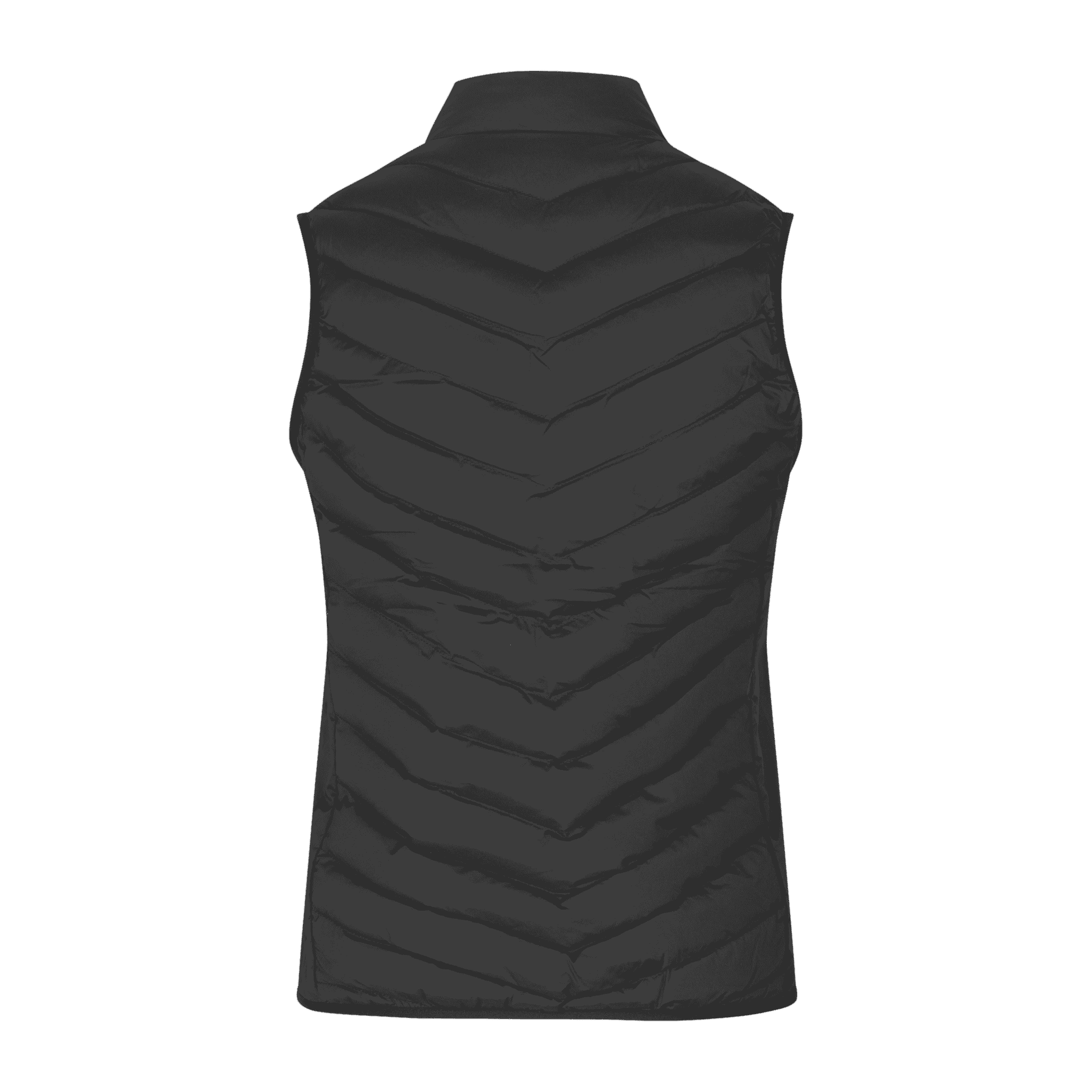 Musta bodywarmer liivi omalla logolla – takaa