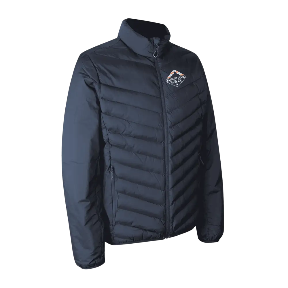 Navy Padded Jacket Stretch miehille omalla logolla – brodeerattu logo rinnassa (ID® 0896)
