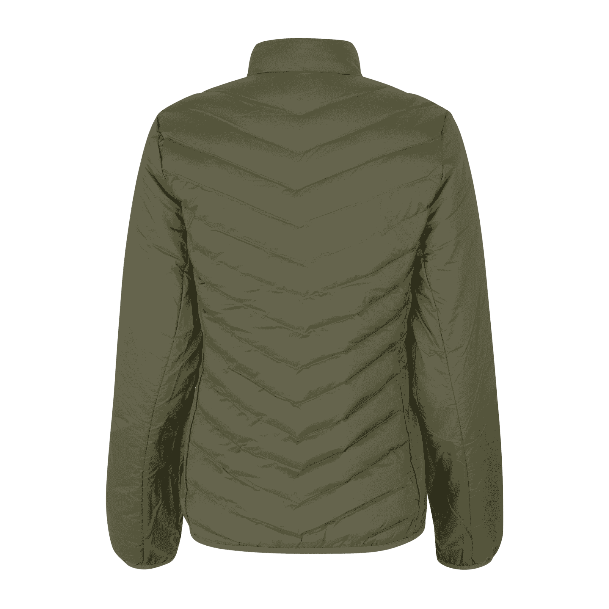 Oliivi Padded Jacket Stretch naisille omalla logolla – takakuva (ID® 0897)