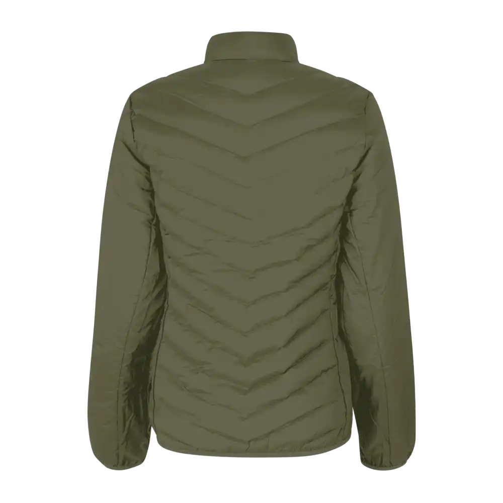 Oliivi Padded Jacket Stretch naisille omalla logolla – takakuva (ID® 0897)