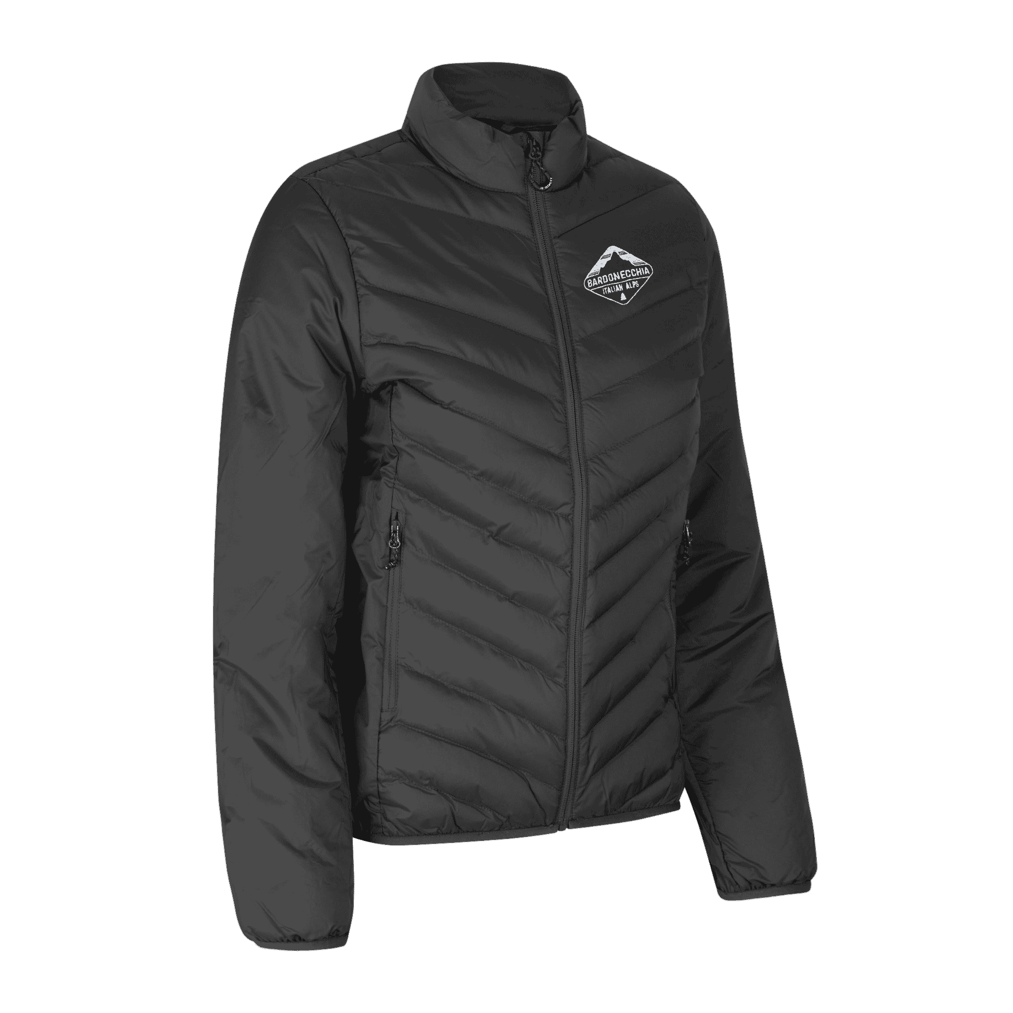 Silver grey Padded Jacket Stretch naisille omalla logolla – brodeerattu logo rinnassa (ID® 0897)