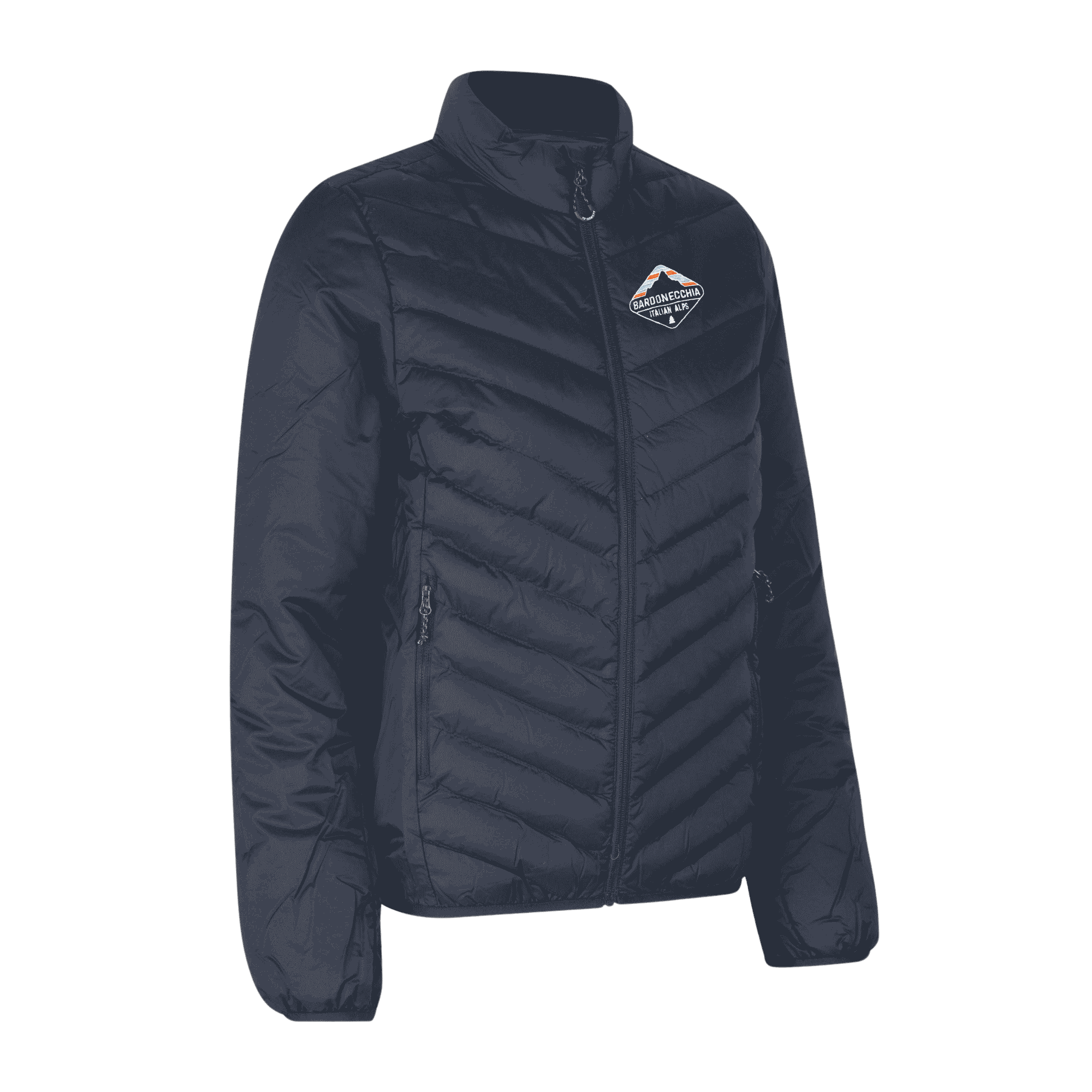 Navy Padded Jacket Stretch naisille omalla logolla – brodeerattu logo rinnassa (ID® 0897)