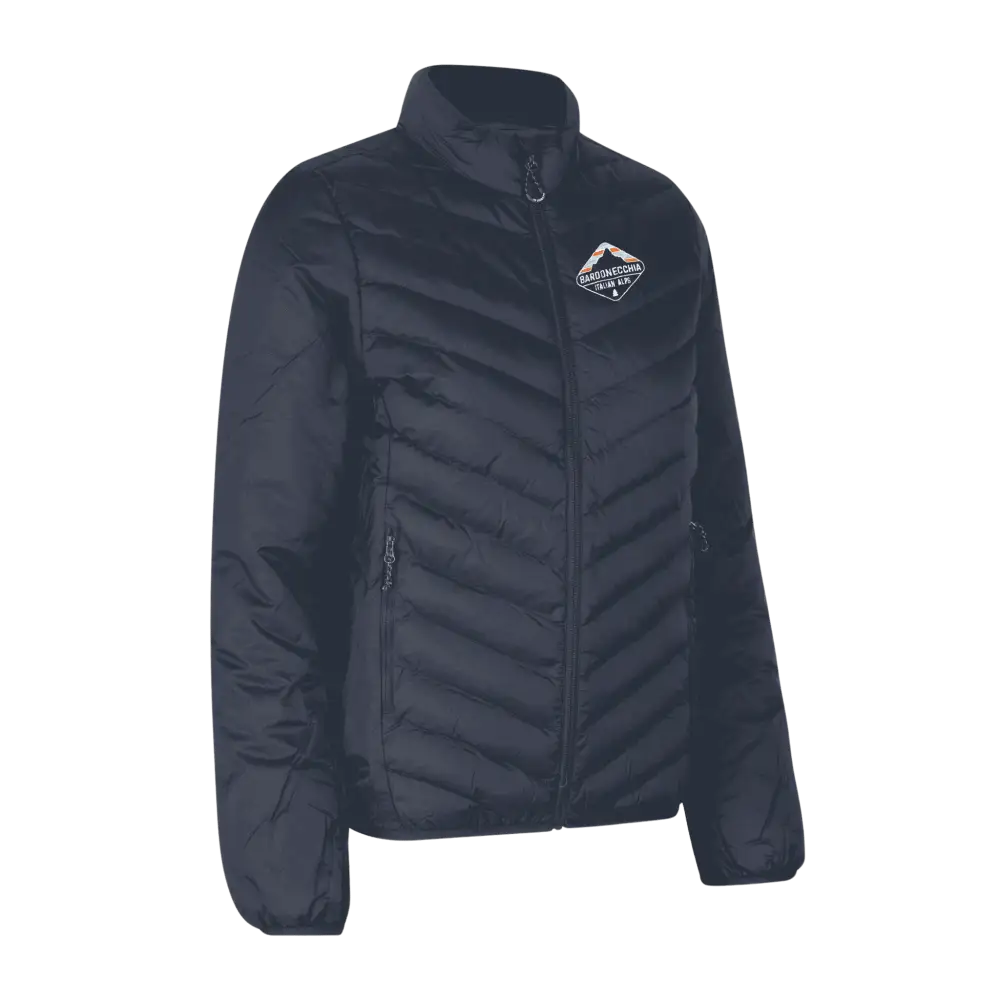 Navy Padded Jacket Stretch naisille omalla logolla – brodeerattu logo rinnassa (ID® 0897)