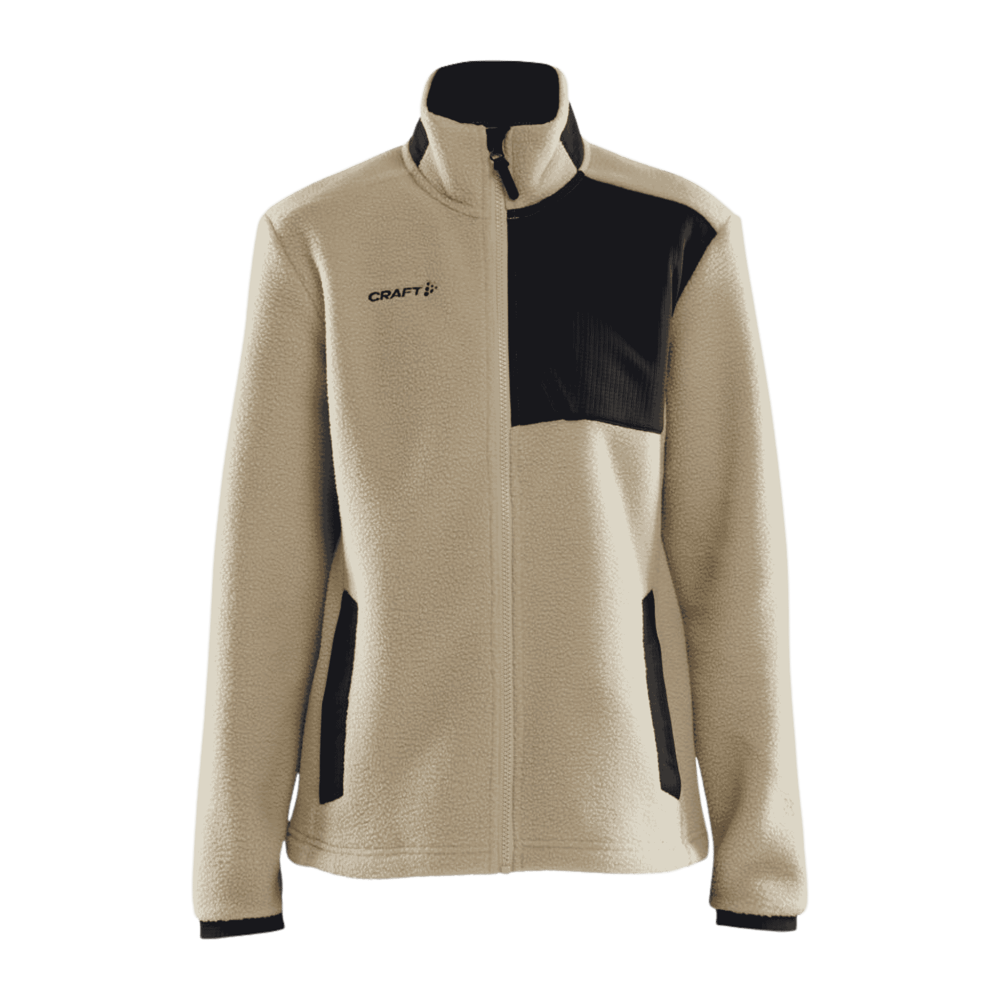 Craft ADV Explore Pile Fleece Jacket W Ecru-Black – tyylikäs naisten teddy-fleecetakki yrityskäyttöön