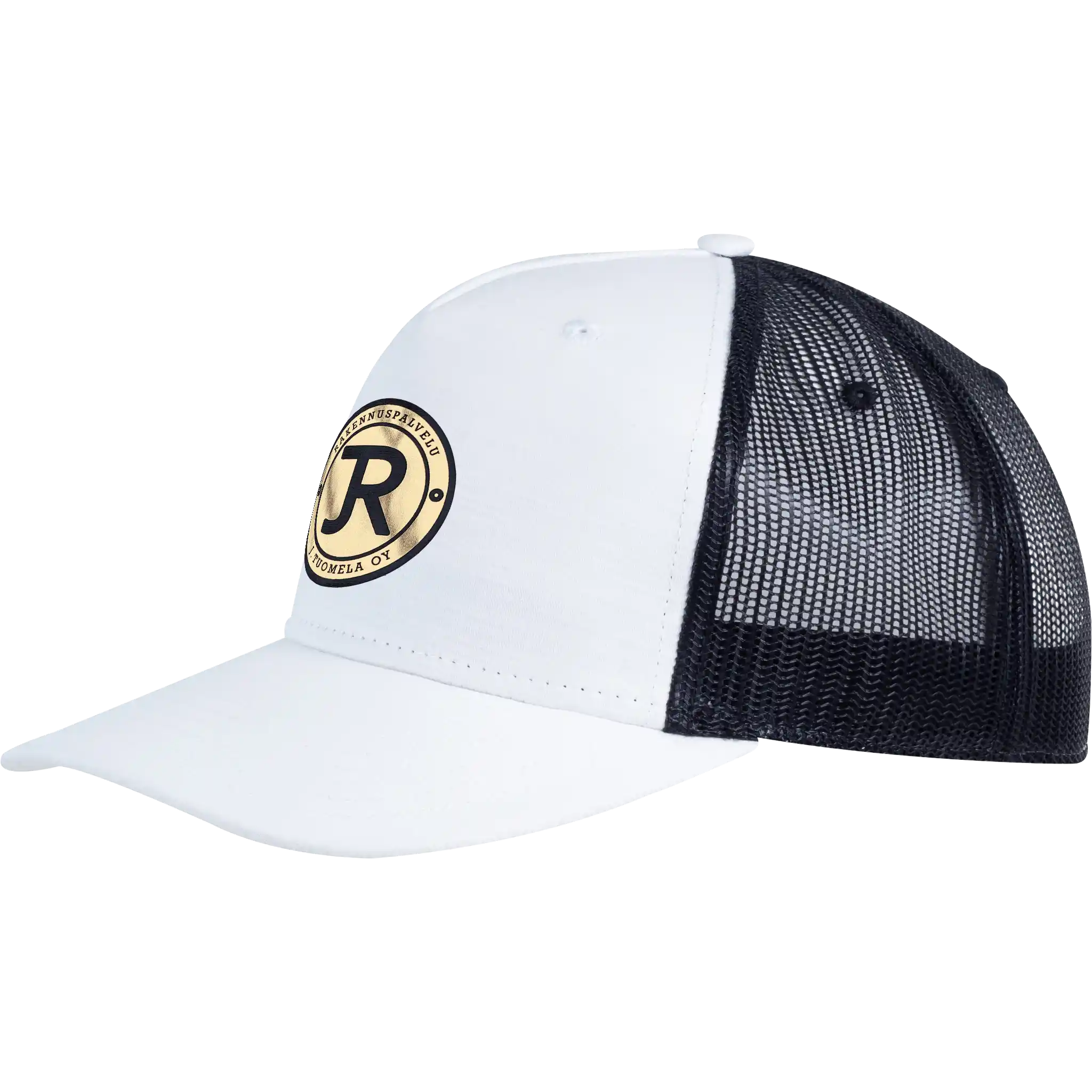 Valkoinen 5 panel ripstop verkkolippis omalla logolla – laser-merkattu nahkamerkki, coFEE 2026