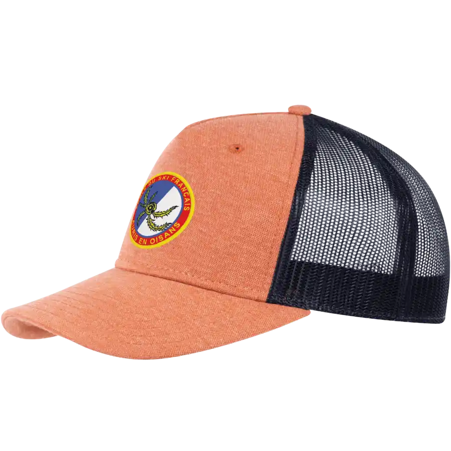 Snap Curved coFEE 2030 5 panel mesh snapback lippis omalla logolla – kangasmerkki etupaneelissa