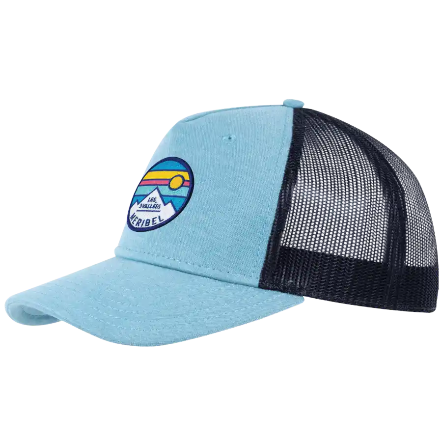 Snap Curved coFEE 2030 5 panel mesh snapback lippis omalla logolla – brodeerattu kangasmerkki etupaneelissa