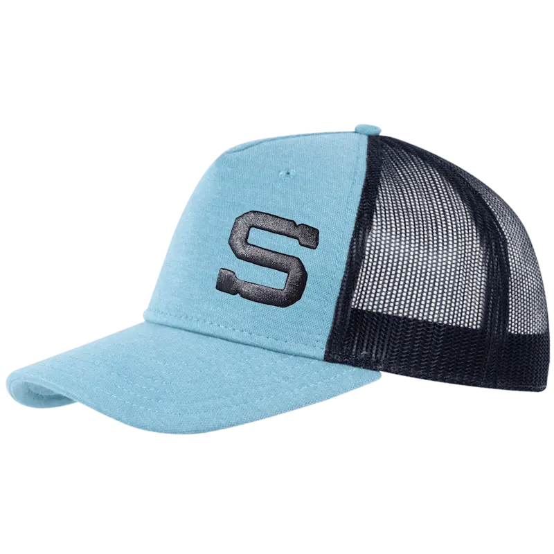 Snap Curved coFEE 2030 5 panel mesh snapback lippis omalla logolla – 3D brodeeraus etupaneelissa