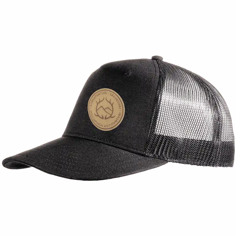 Snap Curved 5-panel lippalakki nahkamerkki logolla, väri Musta