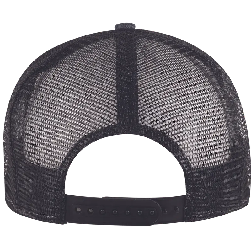 Snap Curved coFEE 2030 5 panel mesh snapback lippis omalla logolla – kuva takaa, mesh-verkko ja snapback-kiinnitys