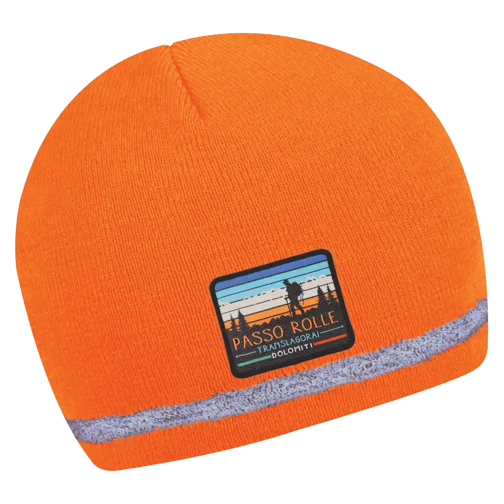 Reflex Heijastava Pipo omalla logolla (coFEE 3001) - Neonoranssi oma logo tehty kangasmerkillä.