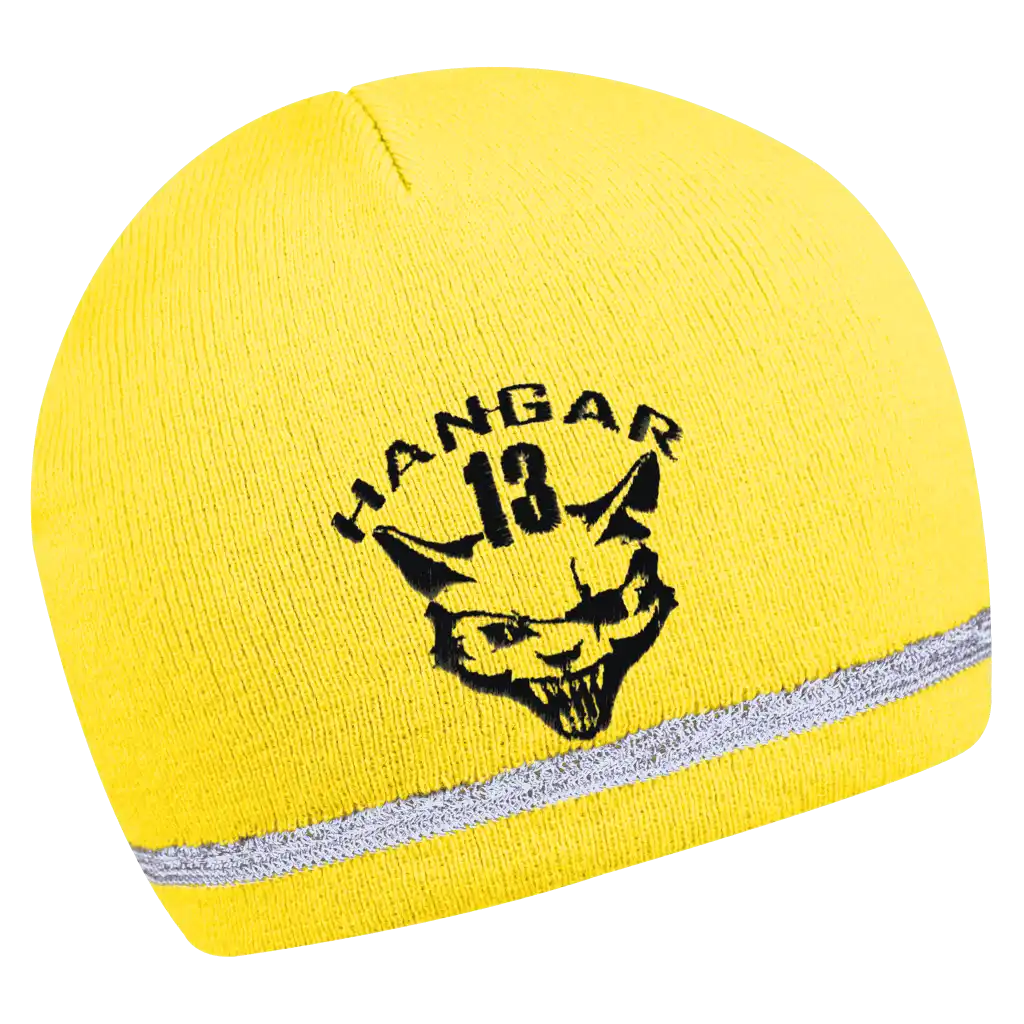 Reflex Heijastava Pipo omalla logolla (coFEE 3001) - Neonkeltainen brodeerattu logo.