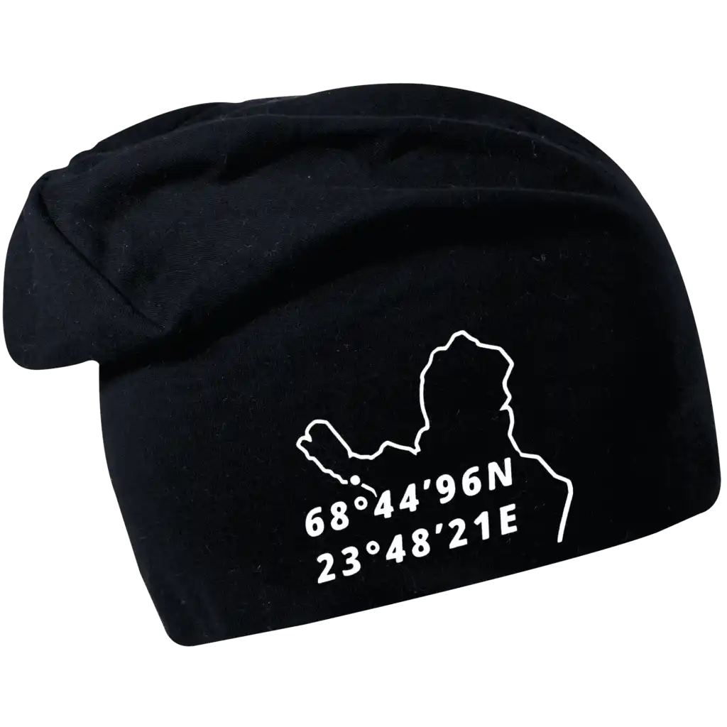 Pitkä Trikoopipo omalla logolla (coFEE 3004) - Musta heijastava teippipainatus